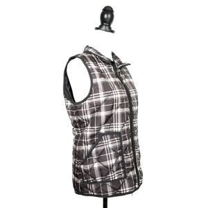 Mountain Lake Brown Plaid Zip Up Quilted Vest Size Large